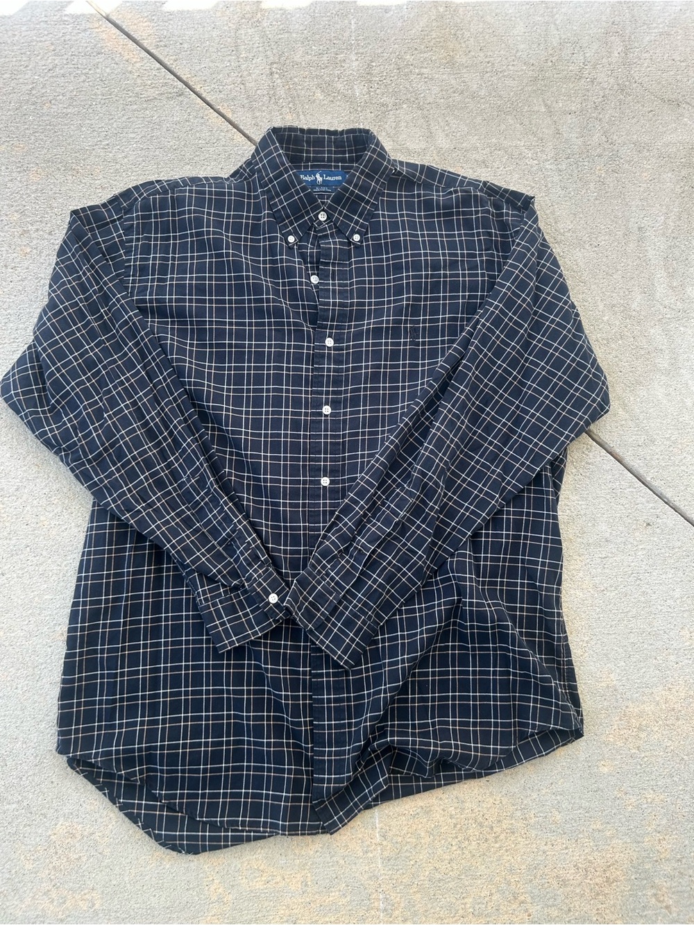 Ralph Lauren Navy Plaid Long-Sleeve Button-Down Shirt